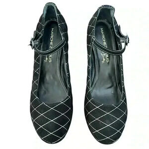 MARCHEZ VOUS Black Mary Jane Quilted Pump Size 11
